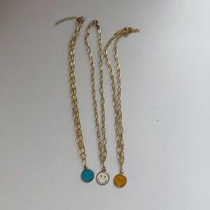 Bundle 3 Gold Smiley Necklaces